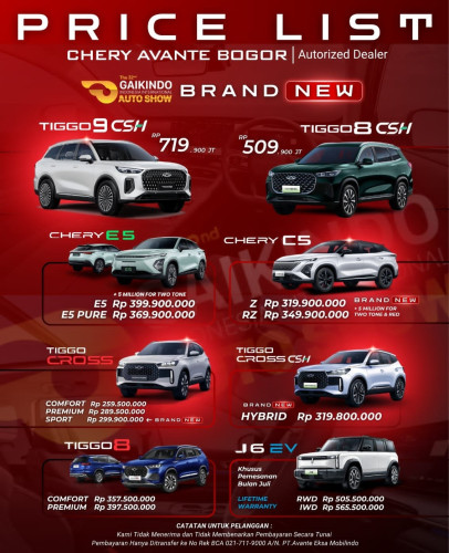 Pricelist Harga Chery tanahabang 2025